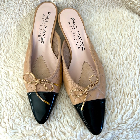 Paul Mayer Attitudes quilted kitten heel cap toe mule NWT - Picture 1 of 3